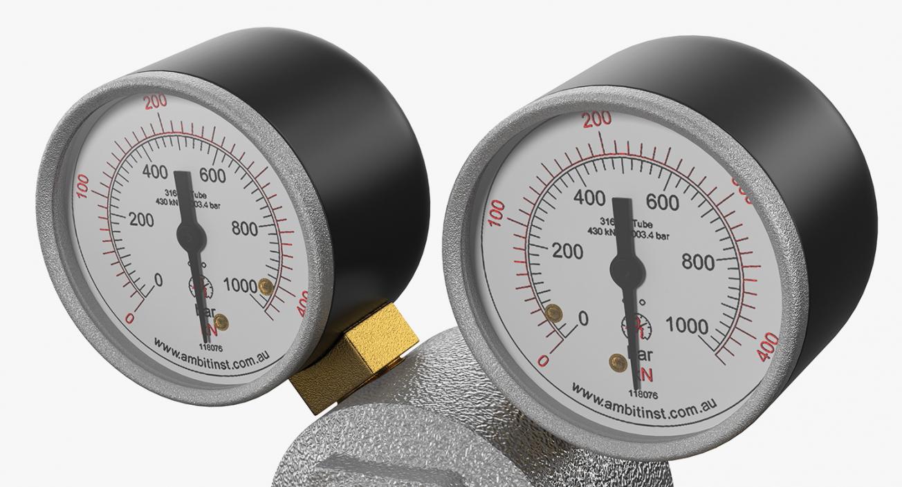 3D model Argon CO2 Double Pressure Regulator