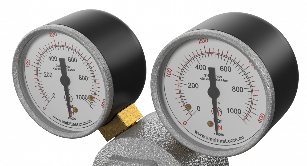 3D model Argon CO2 Double Pressure Regulator