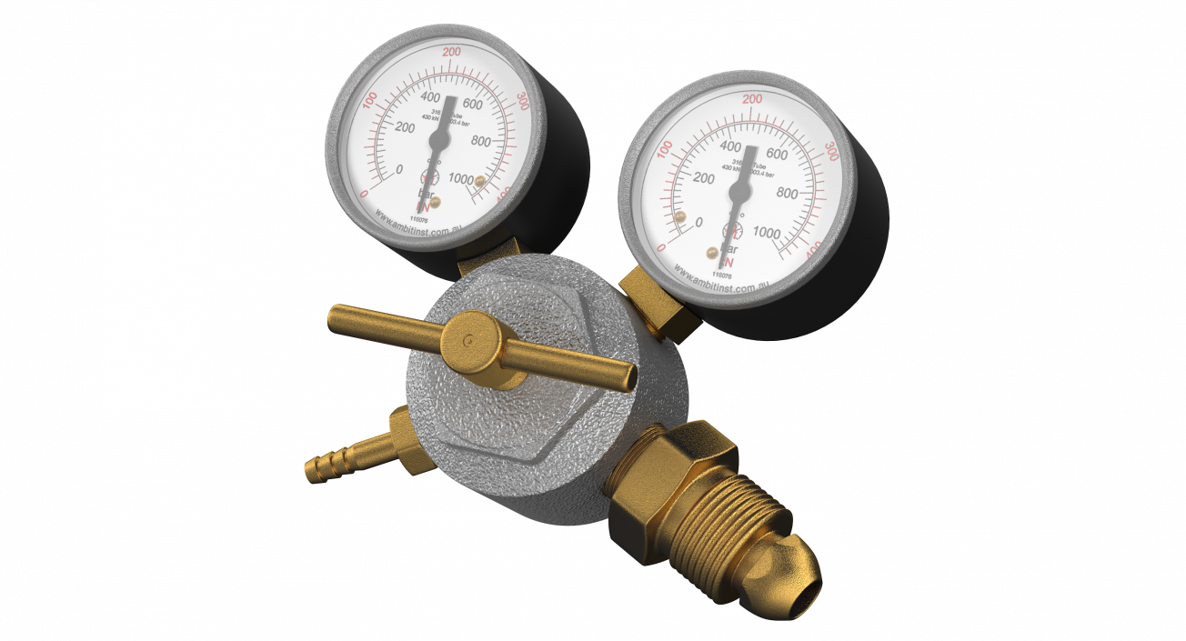 3D model Argon CO2 Double Pressure Regulator