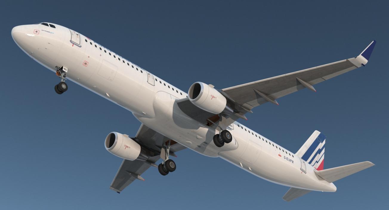 3D Airbus A321 Air France with Interior