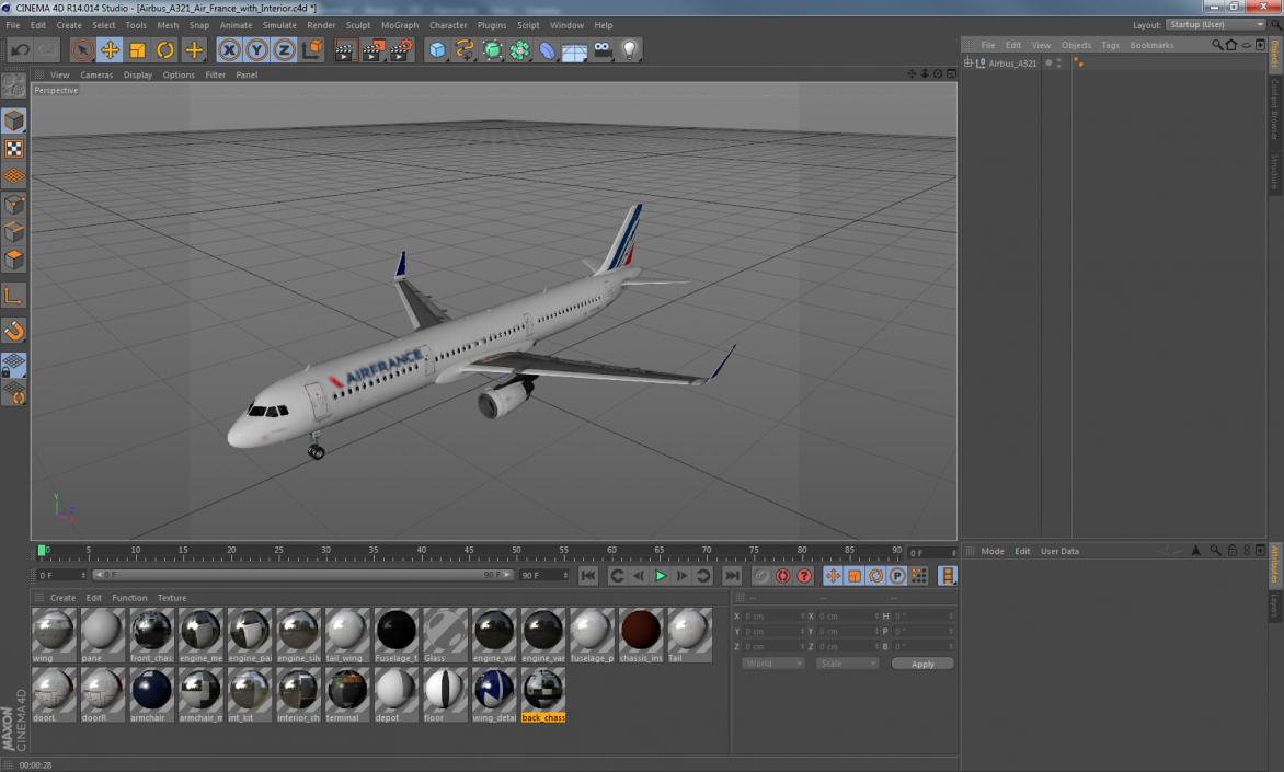 3D Airbus A321 Air France with Interior