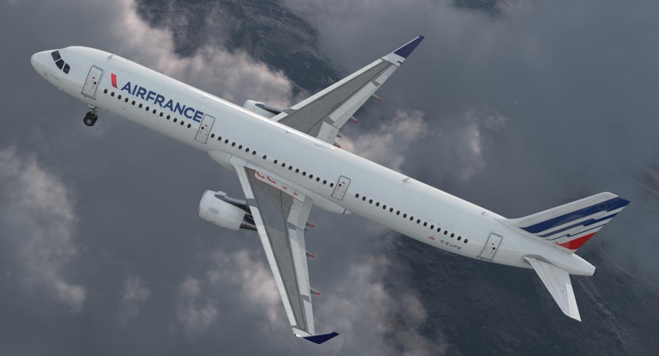 3D Airbus A321 Air France with Interior