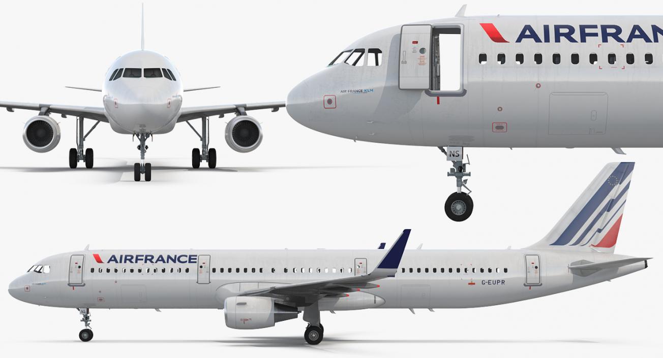 3D Airbus A321 Air France with Interior