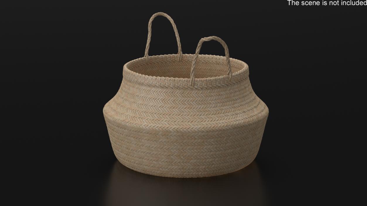 3D Foldable Wicker Straw Basket model