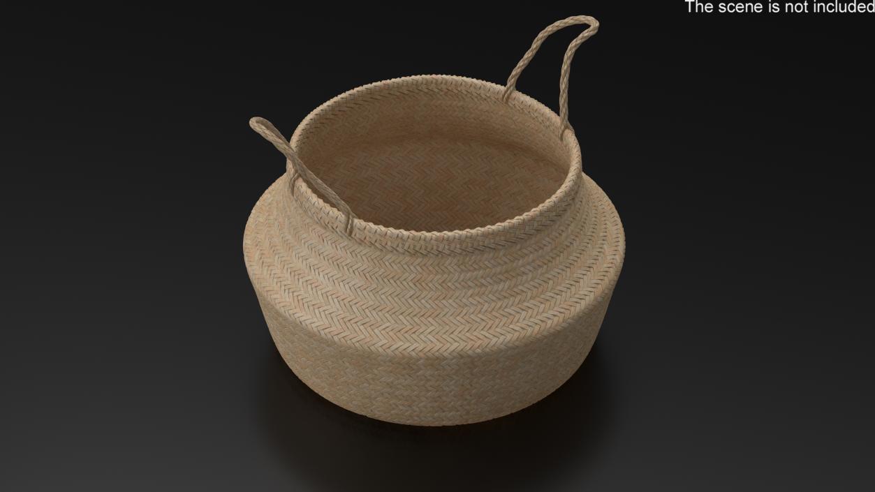 3D Foldable Wicker Straw Basket model