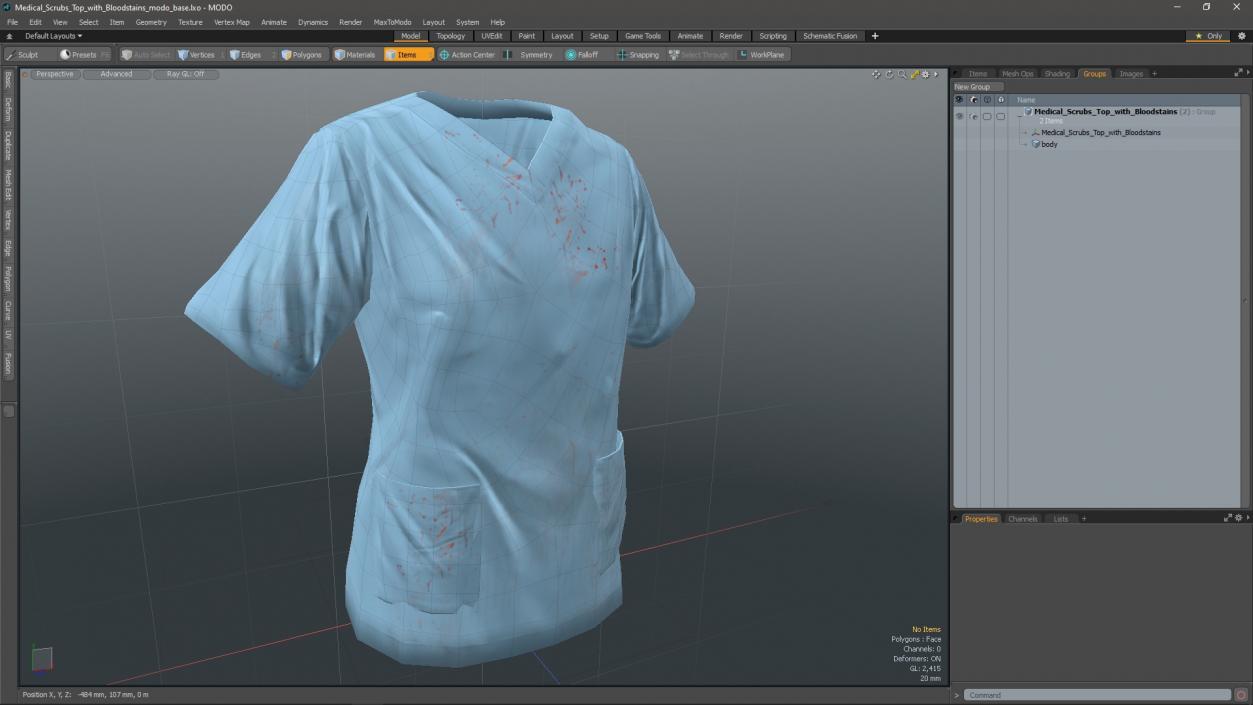 3D model Medical Scrubs Top with Bloodstains