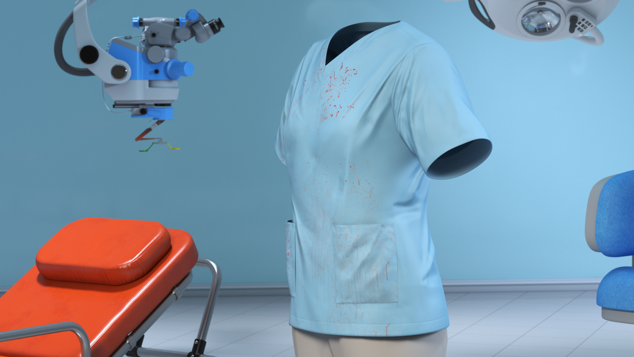 3D model Medical Scrubs Top with Bloodstains