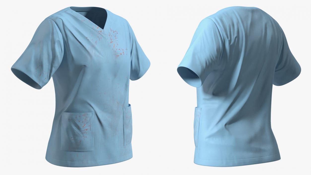 3D model Medical Scrubs Top with Bloodstains