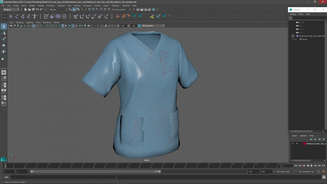 3D model Medical Scrubs Top with Bloodstains