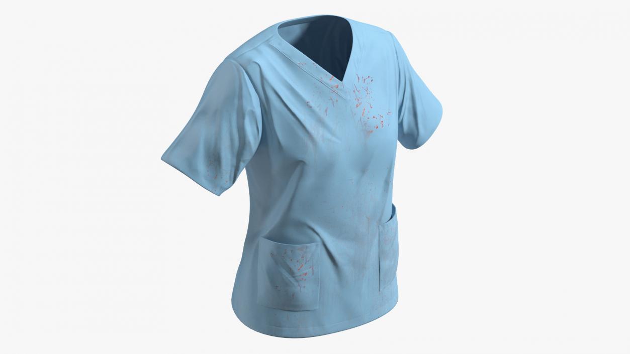 3D model Medical Scrubs Top with Bloodstains