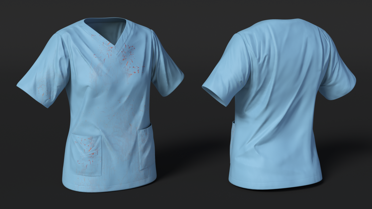 3D model Medical Scrubs Top with Bloodstains