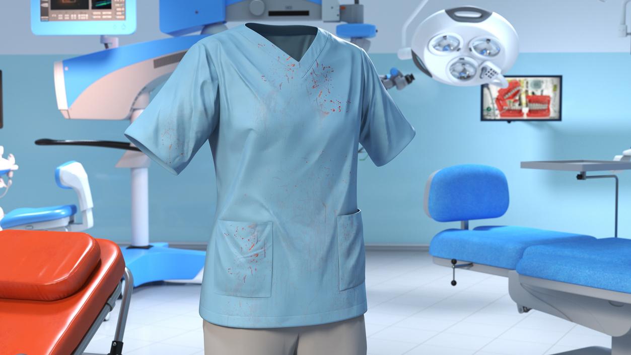 3D model Medical Scrubs Top with Bloodstains