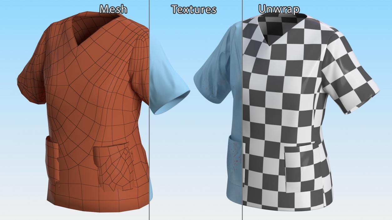 3D model Medical Scrubs Top with Bloodstains