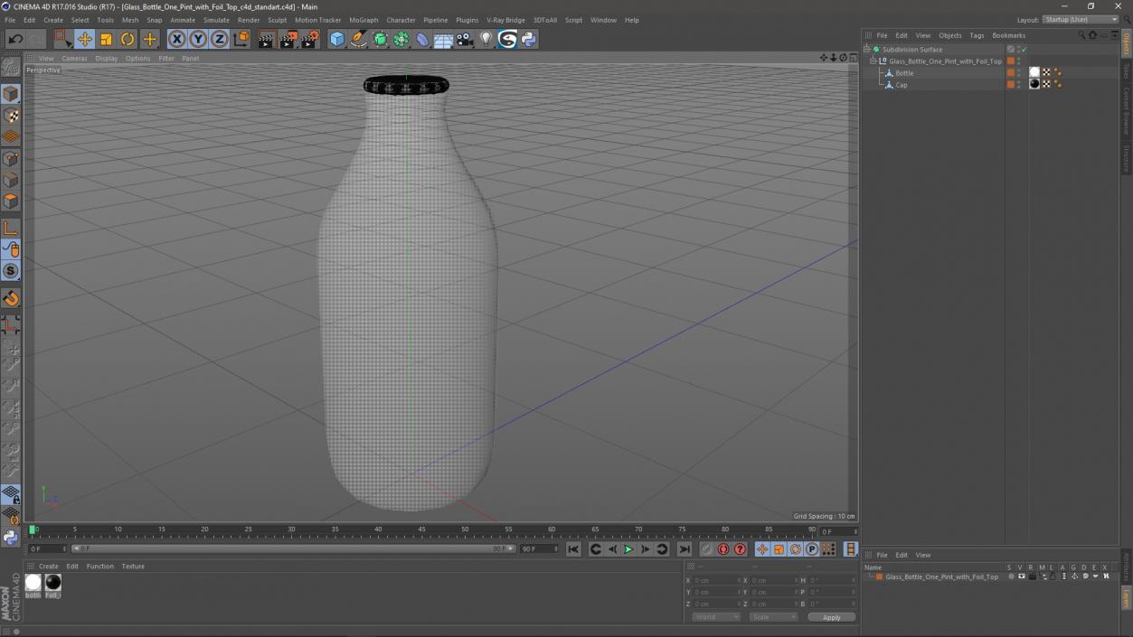 3D model Glass Bottle One Pint with Foil Top