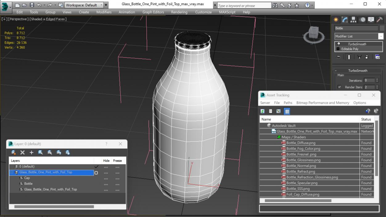 3D model Glass Bottle One Pint with Foil Top