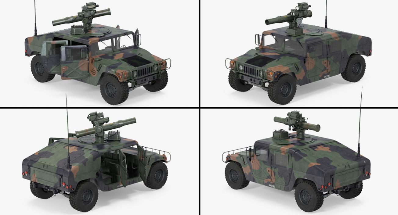 HMMWV TOW Missile Carrier M966 Camo Rigged 3D