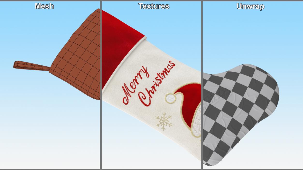 3D Traditional Santa Christmas Stocking