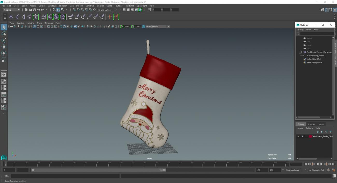 3D Traditional Santa Christmas Stocking