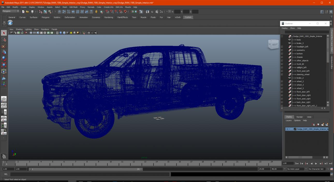 3D model Dodge RAM 1500 Simple Interior