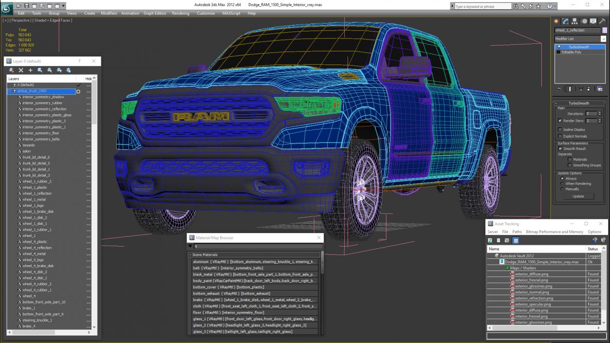 3D model Dodge RAM 1500 Simple Interior