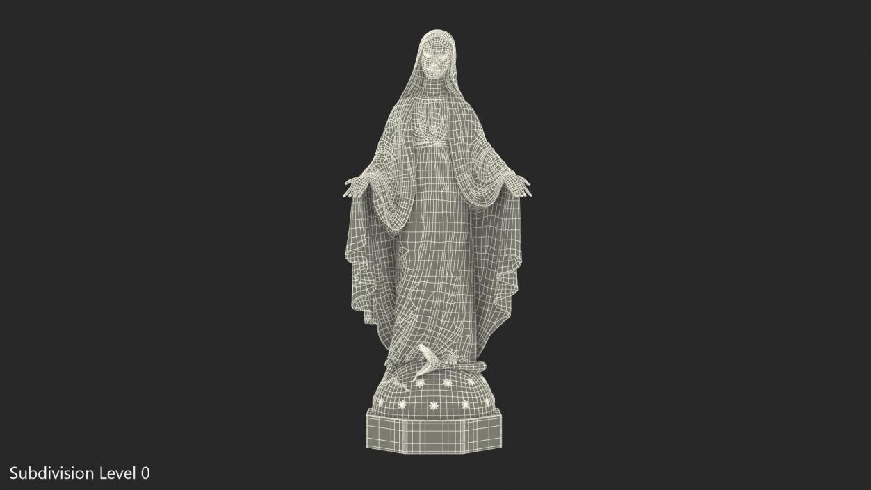 3D Madonna Virgin Mary Statue Golden model