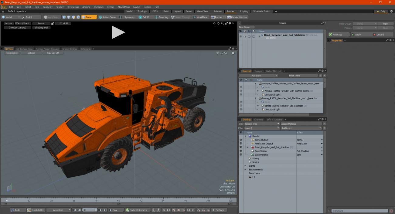 3D Road Recycler and Soil Stabilizer model