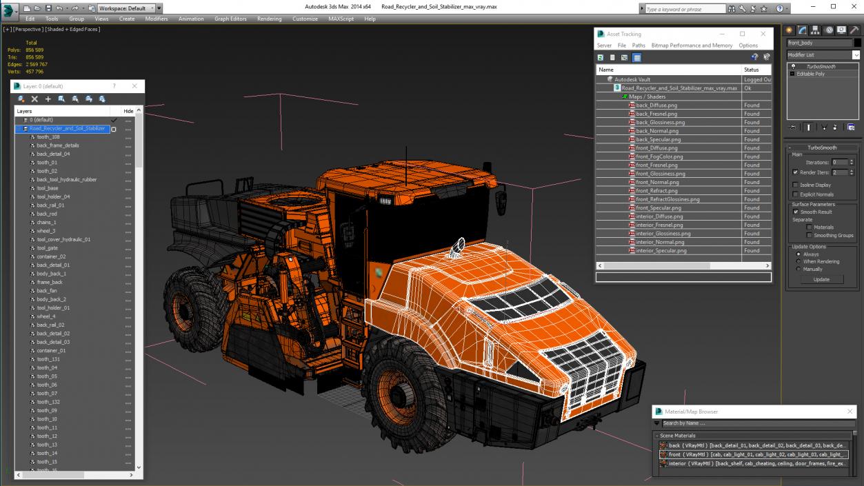 3D Road Recycler and Soil Stabilizer model