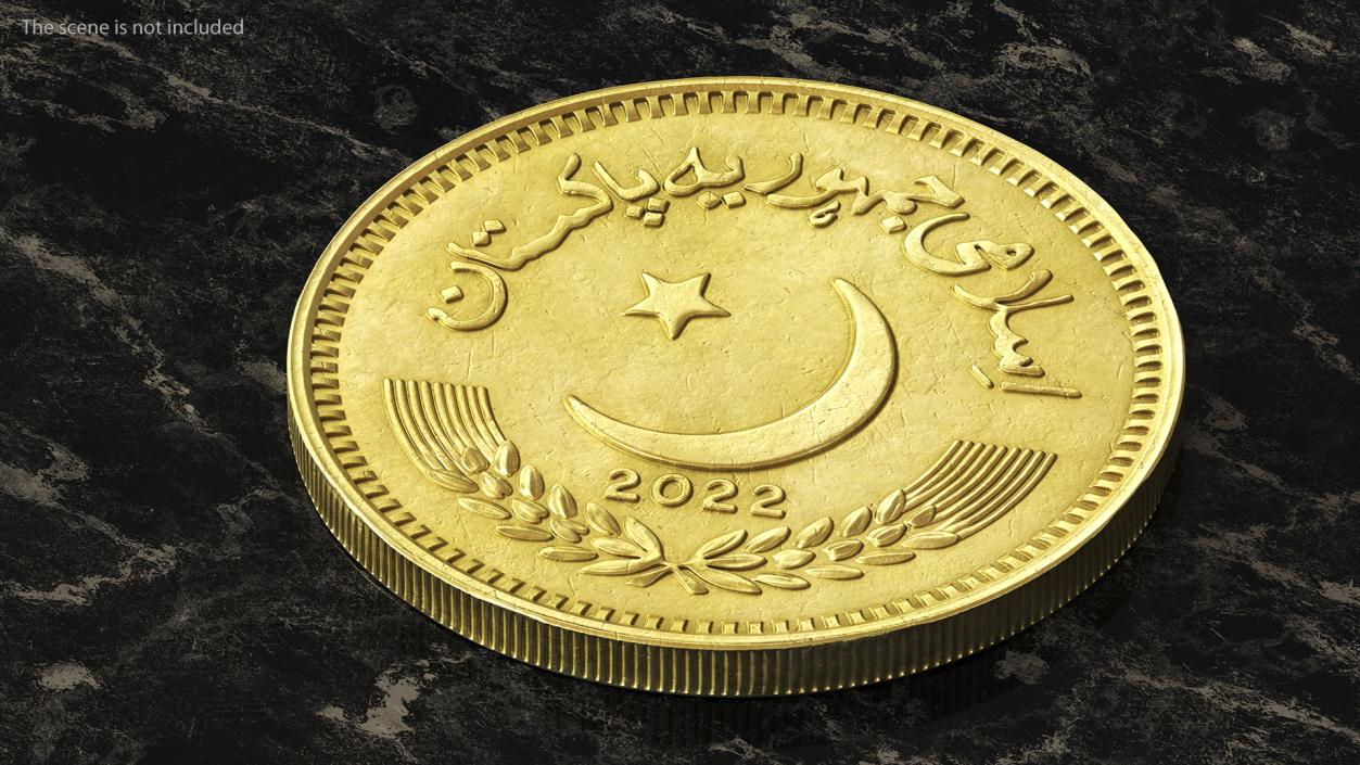 2 Pakistan Rupees Gold 3D