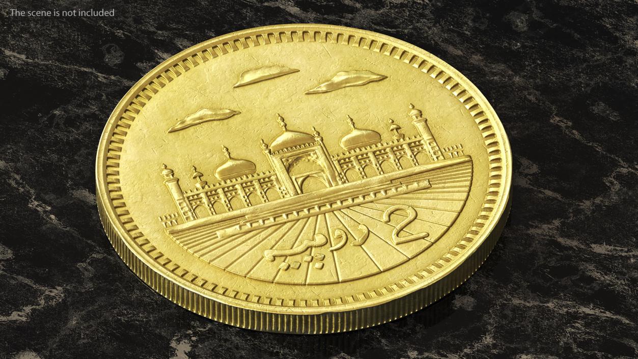 2 Pakistan Rupees Gold 3D