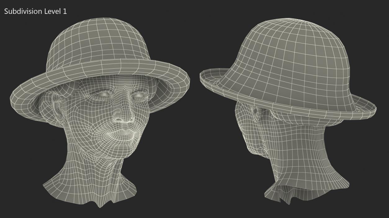 3D Chinese Old Lady Head Wearing Hat model