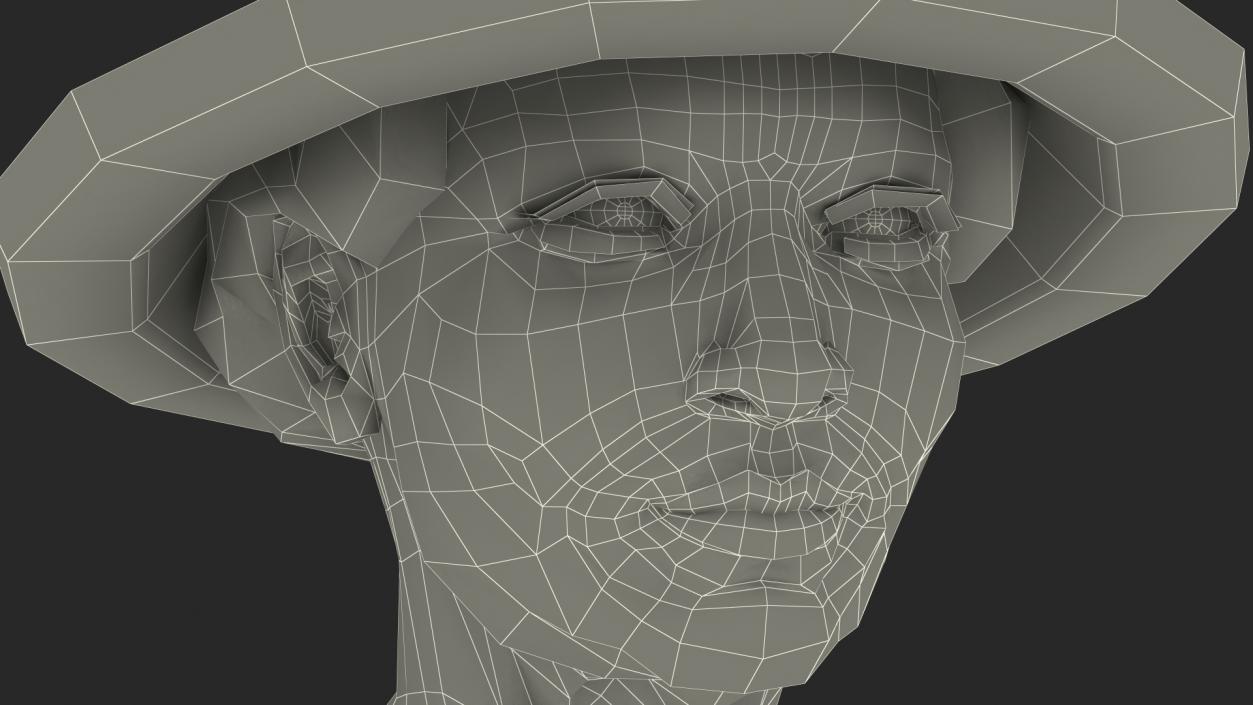 3D Chinese Old Lady Head Wearing Hat model