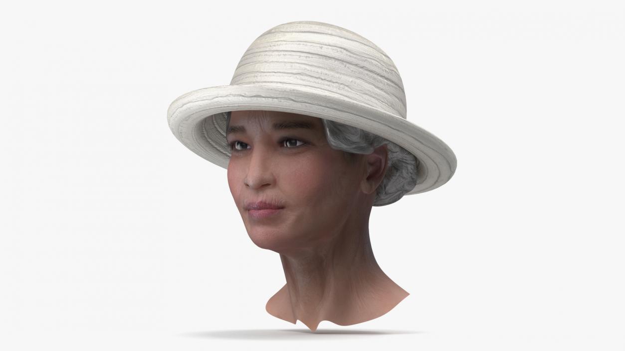 3D Chinese Old Lady Head Wearing Hat model