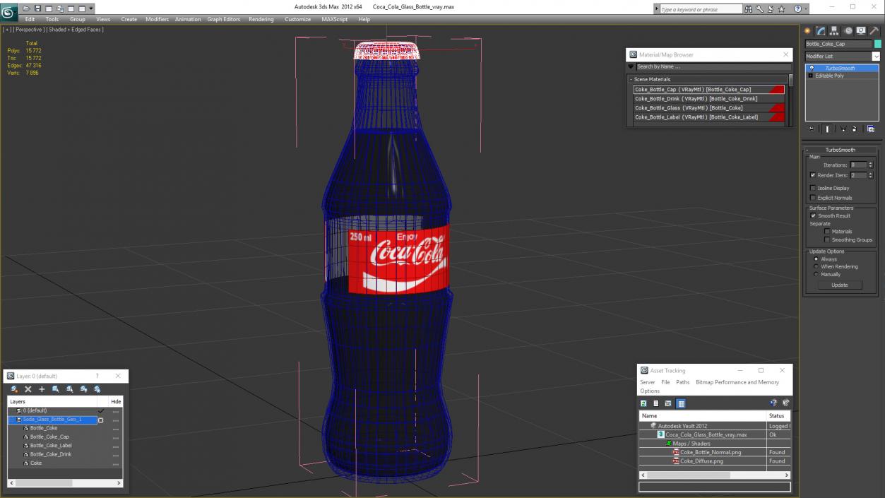 Coca Cola Glass Bottle 3D