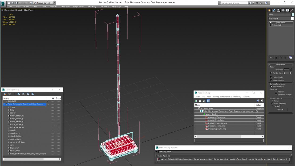 3D model Fuller Electrostatic Carpet and Floor Sweeper