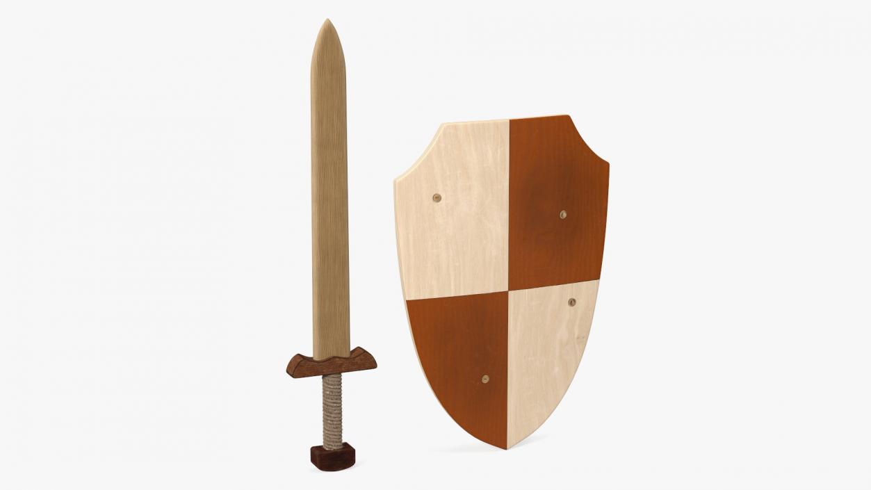 3D Toy Wooden Sword and Shield Fur