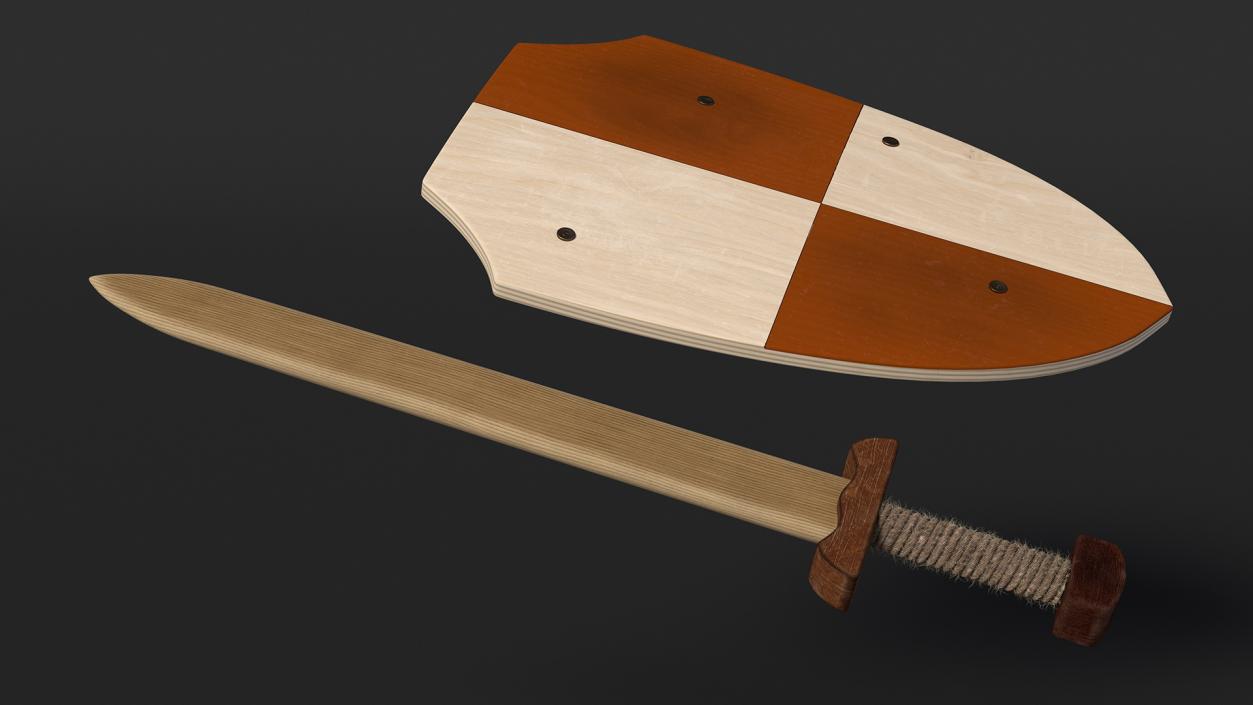 3D Toy Wooden Sword and Shield Fur