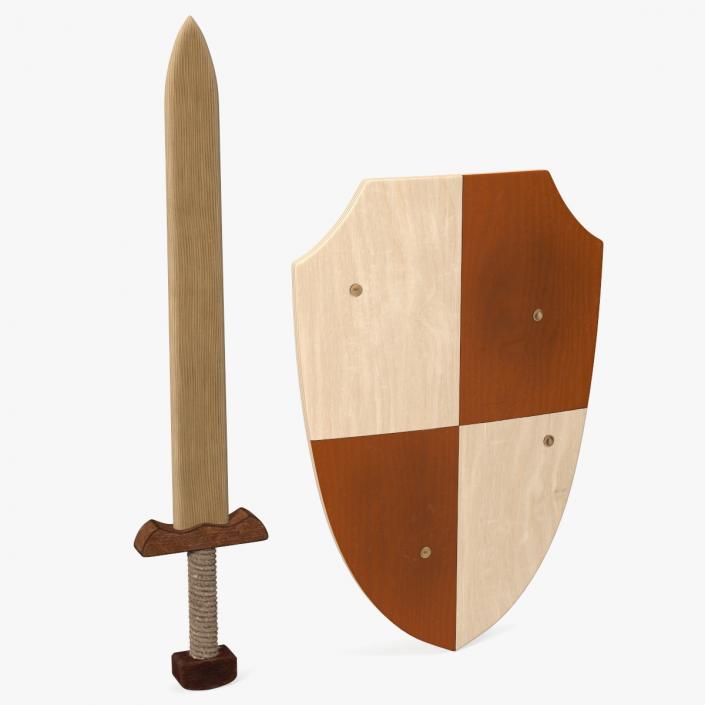 3D Toy Wooden Sword and Shield Fur