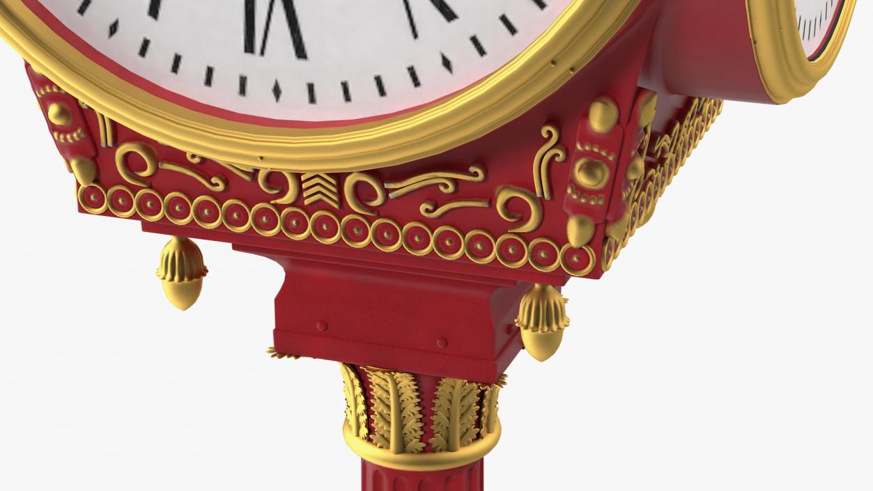 3D City Street Clock Red