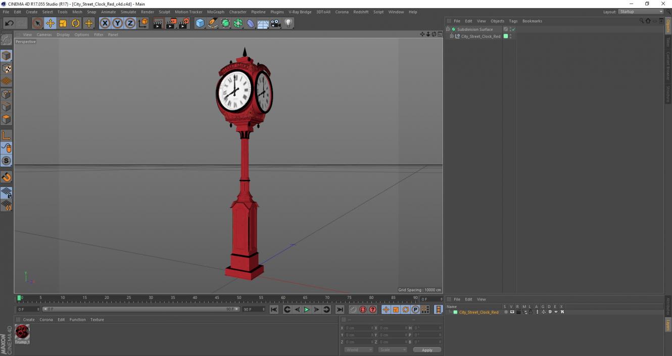 3D City Street Clock Red