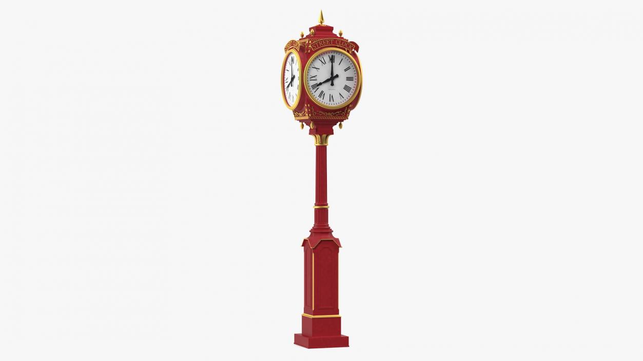 3D City Street Clock Red