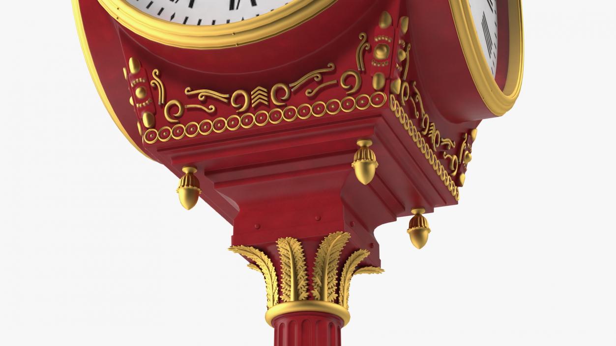 3D City Street Clock Red