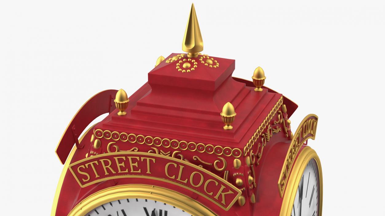 3D City Street Clock Red