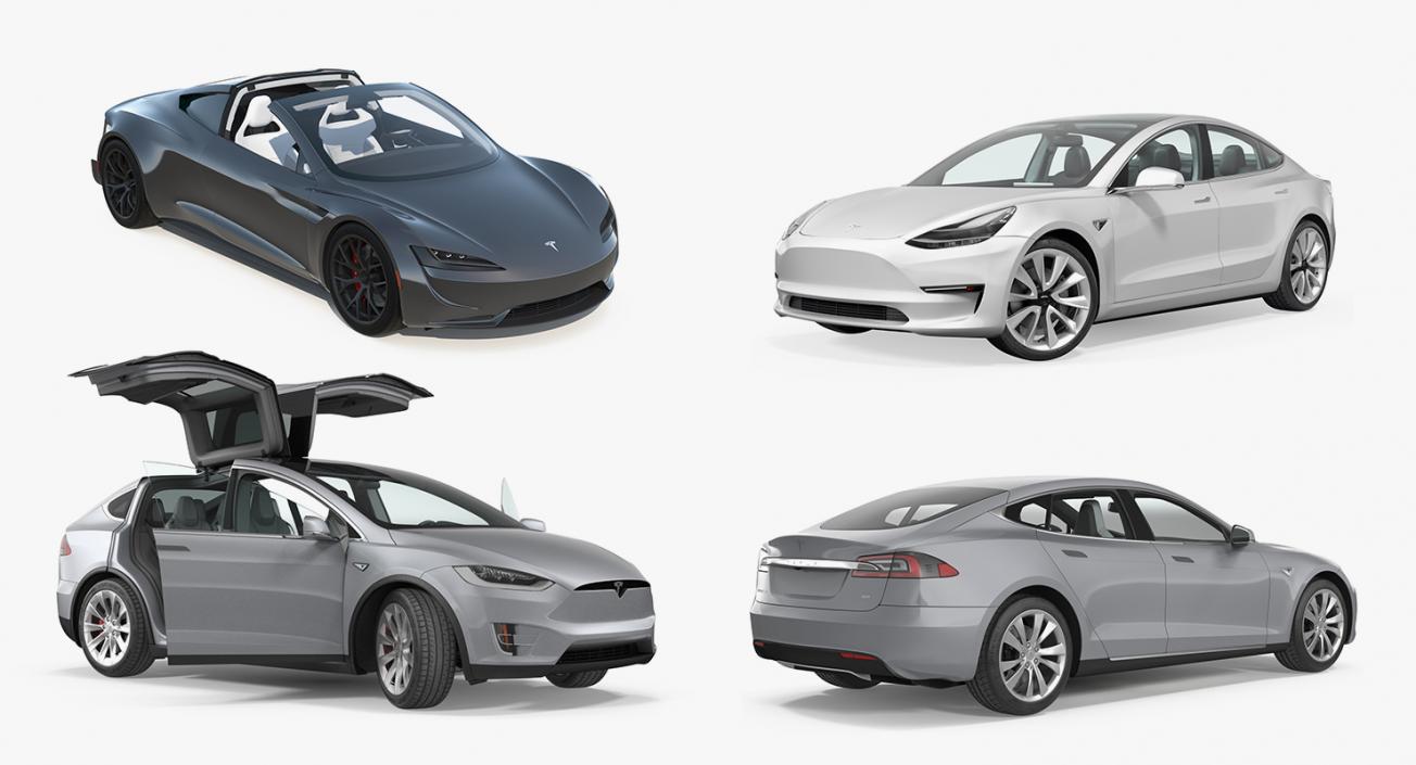 3D Tesla Cars Collection 3 model