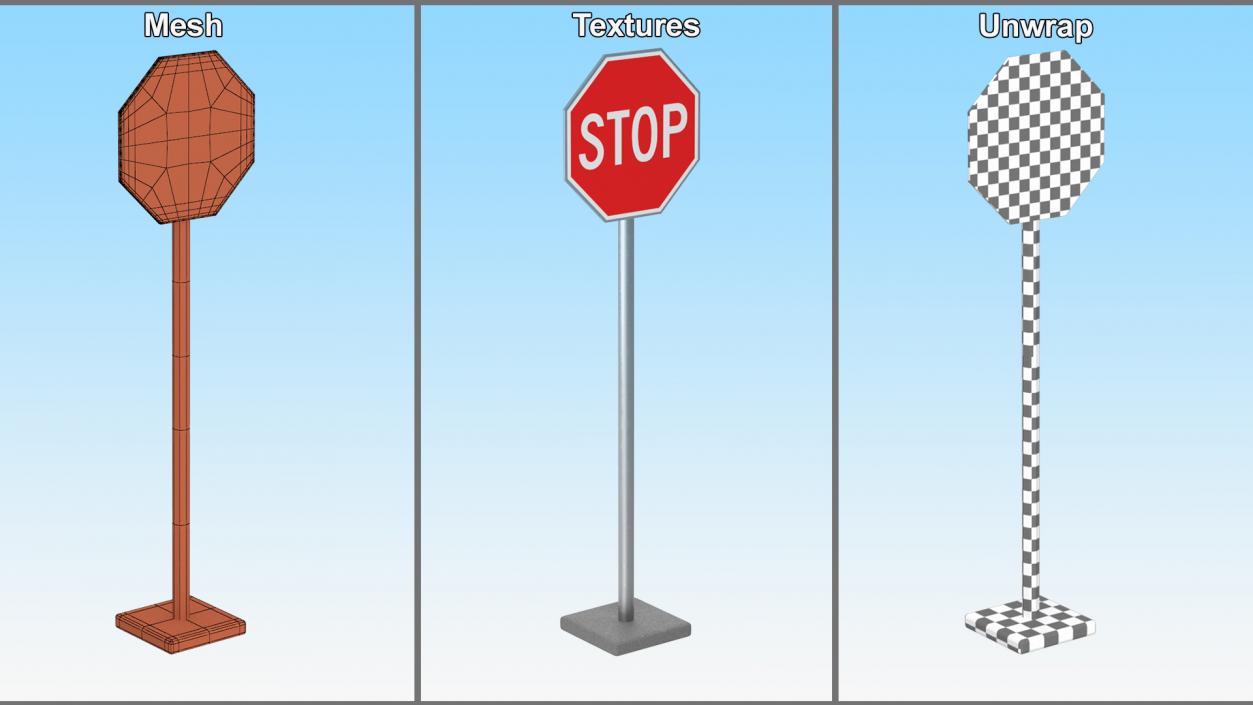 Road Sign Stop 3D model