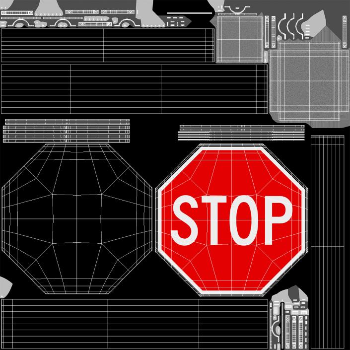 Road Sign Stop 3D model