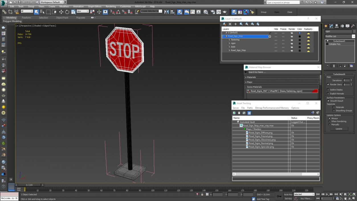 Road Sign Stop 3D model