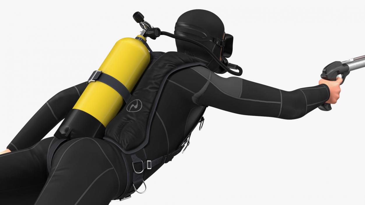 3D model Diver with Underwater Speargun