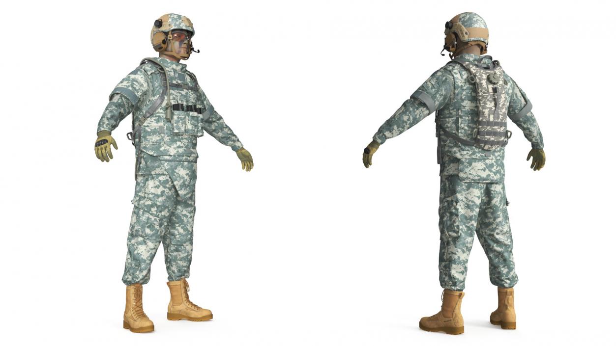 3D Soldier with Hydration Carrier Backpack 2