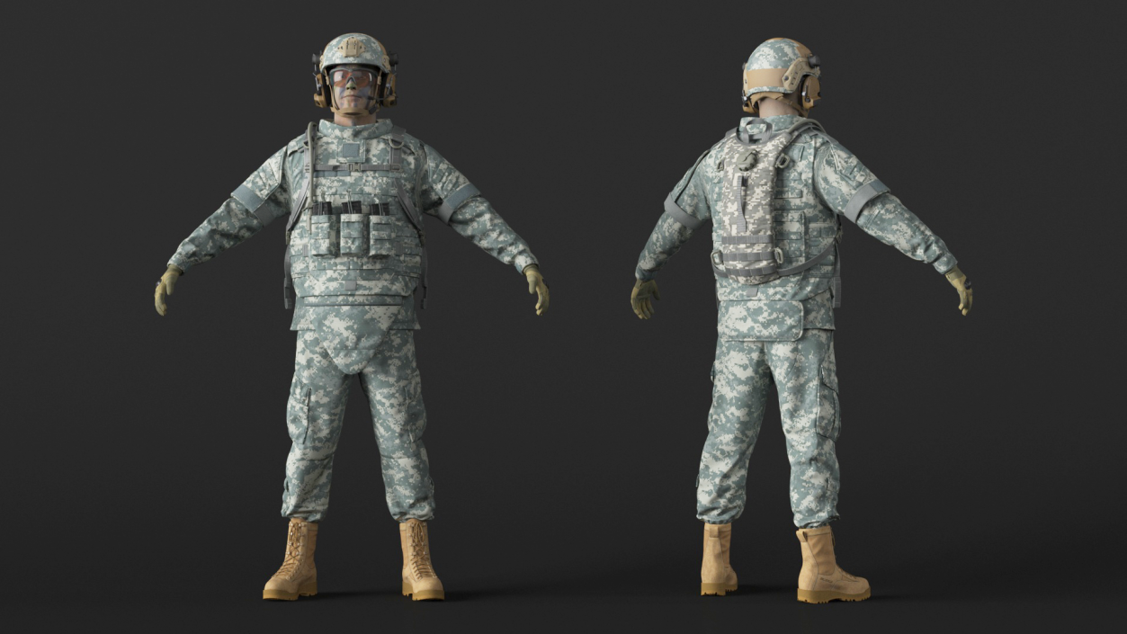 3D Soldier with Hydration Carrier Backpack 2