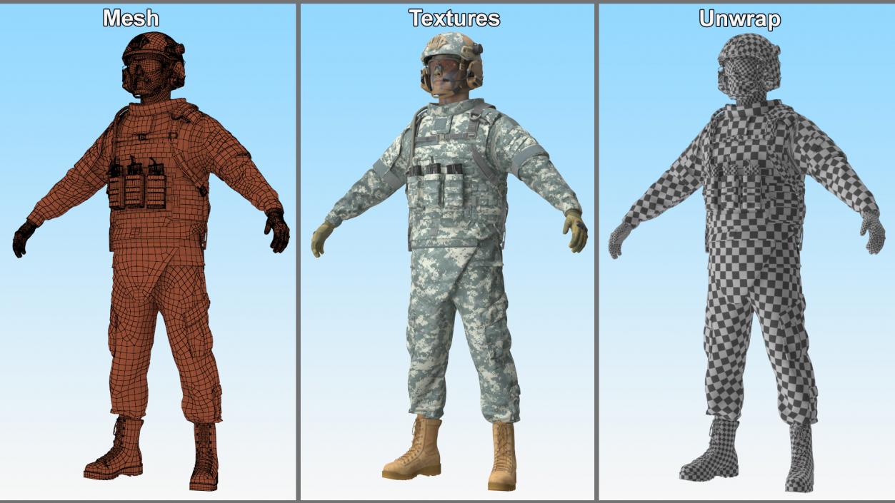 3D Soldier with Hydration Carrier Backpack 2